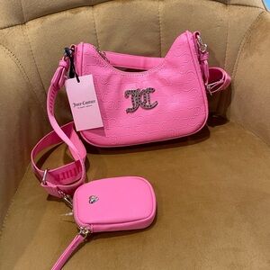 Juicy Couture Vibrant Pink Shoulder Bag with Pouch